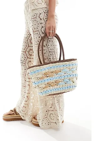 My Accessories Chunky woven straw bag in
