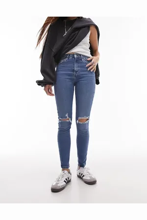 Topshop High rise Jamie jeans with rips in mid