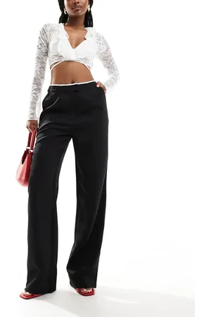 Kaiia Tailored contrast edge wide leg trousers in monochrome