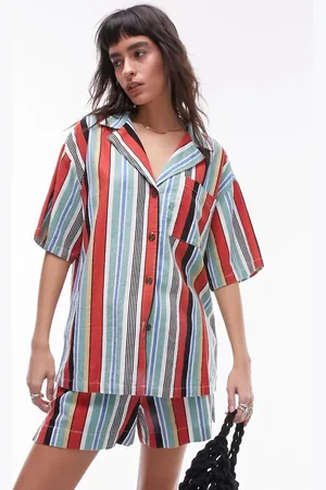 Topshop Co ord stripe linen shirt in