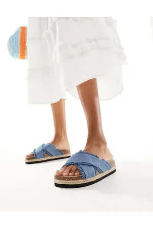 ASOS Jessie flatform cross strap espadrille sandals in denim
