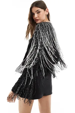 ASOS Beaded fringe festival jacket in