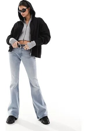 Weekday Flame low waist flared jeans in stone