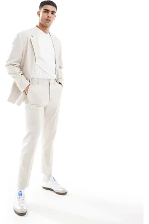 ASOS Tapered suit trouser in light with linen texture