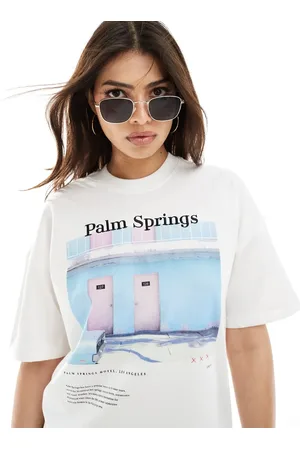 ONLY Oversized t-shirt with palm spring print in