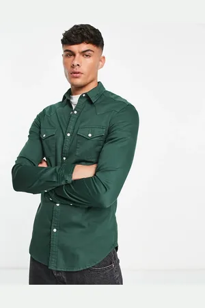 ASOS Skinny fit western denim shirt in forest