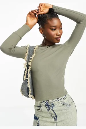 Cotton On Cotton On ribbed long sleeve top in woodland khaki