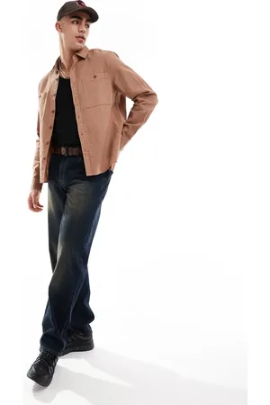 ASOS Overshirt in waffle with patch pocket in rust