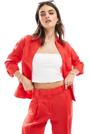 MANGO Linen co-ord shirt in