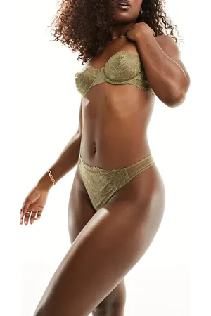 Calvin Klein High waist lace thong in khaki