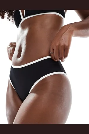ASOS Contrast binding midi waist brazilian bikini bottoms in