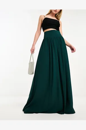 TFNC Pleated maxi skirt in forest