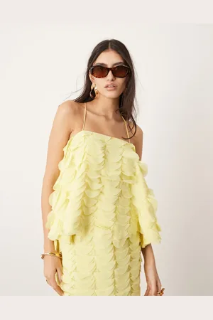 ASOS Textured circle drape cami top co-ord in lemon