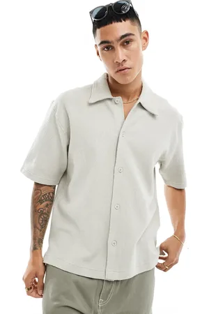 Weekday Sander textured shirt in khaki beige