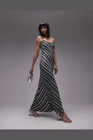 Topshop Scoop neck slip maxi dress in stripe print