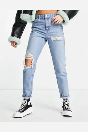 Topshop Original Mom jeans with rip in bleach