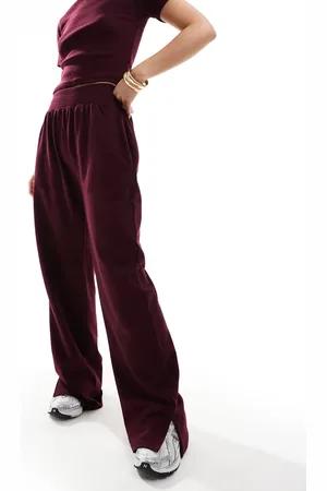 Kaiia Wide leg joggers co-ord in burgundy