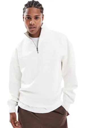 Pull&Bear 1/4 zip sweatshirt in off