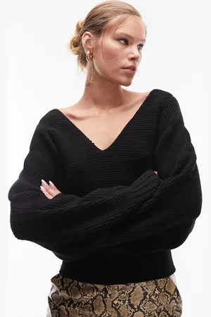 Topshop Knitted ribbed jumper with volume sleeves in