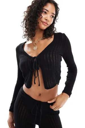 MANGO Tie knitted co-ord cardigan in