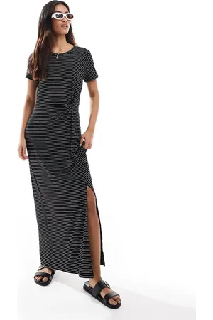 VERO MODA Knot front maxi dress in with white stripes