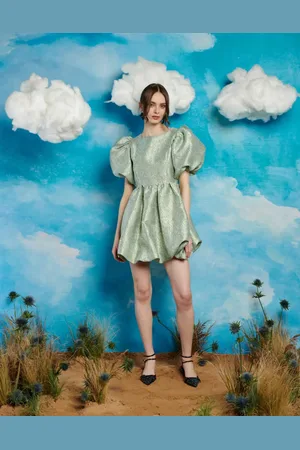 Sister Jane Puff sleeve jacquard mini dress in