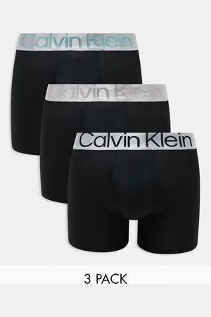 Calvin Klein Steel 3 pack boxer brief with coloured logo waistband in