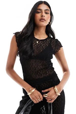 JJXX Lace cropped top in