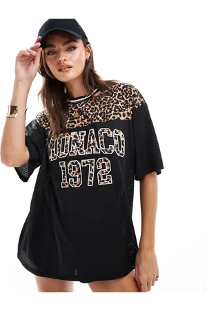 ASOS Airtex football jersey top with leopard contrast panel