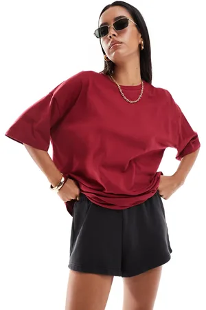 ASOS Heavyweight oversized boxy t-shirt in wine