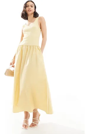& OTHER STORIES Sleeveless maxi dress with volume hem in soft mixed jersey and woven fabric