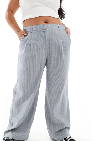 COLLUSION Plus relaxed wide leg trousers in woven stripe