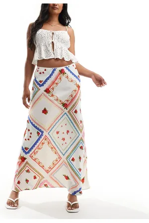 ASOS Linen look bias cut maxi skirt co ord in picnic print