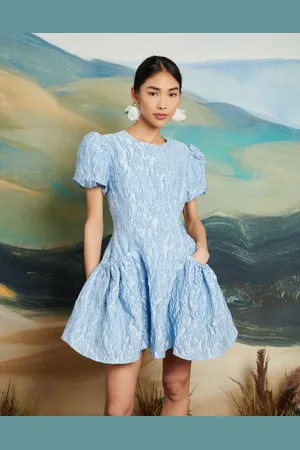 Sister Jane Dream jacquard bow mini dress in powder
