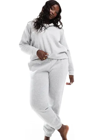Pieces® Pieces Curve sweat jogger co-ord with tie waist in light melange