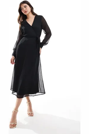 VILA Longsleeve v-neck midi dress in
