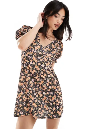Miss Selfridge Jersey printed mini tea dress with puff sleeve