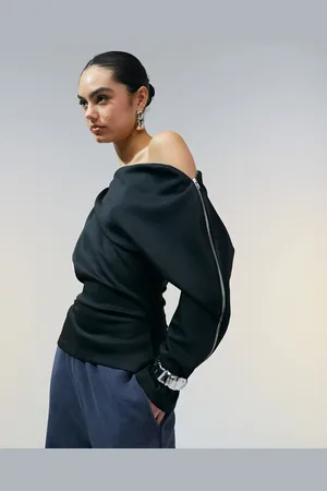 ASOS Off shoulder zip top in black