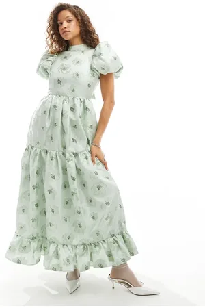 Sister Jane Dream floral embroidered midaxi dress in sage