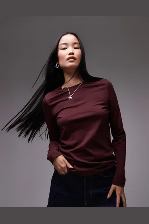 ARKET Long sleeve t-shirt in burgundy