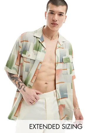 ASOS Relaxed revere shirt with vintage ombre print