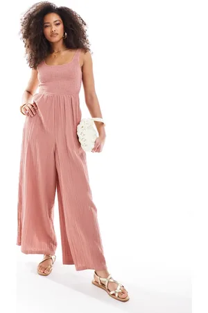 ASOS Scoop neck wide leg jumpsuit in mauve