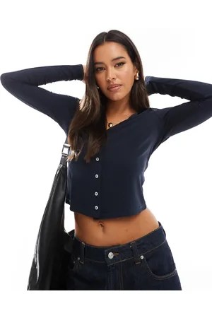 MANGO Button up cardigan in navy