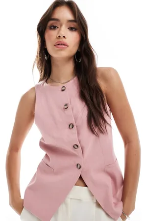 ASOS High neck waistcoat in dusty
