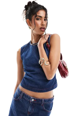 ASOS Denim bow back top in indigo