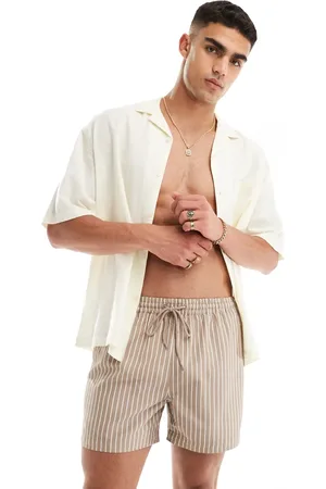 South Beach Stripe swim shorts in dark sand
