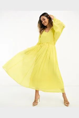 Never Fully Dressed Balloon sleeve tie maxi dress in