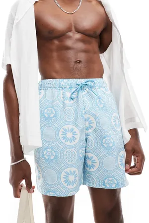 ASOS Swim shorts in mid length in geo print