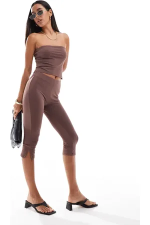 ASOS Mid rise capri leggings in burgundy