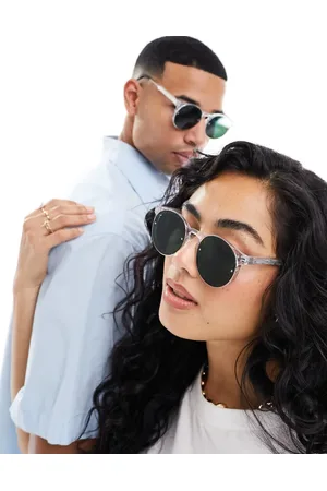 Spitfire Post punk round sunglasses in with green lens